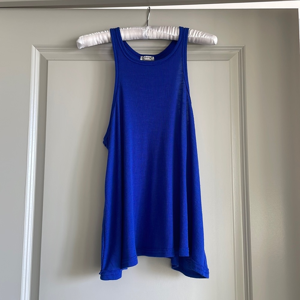 Blue racer back Free People tank top